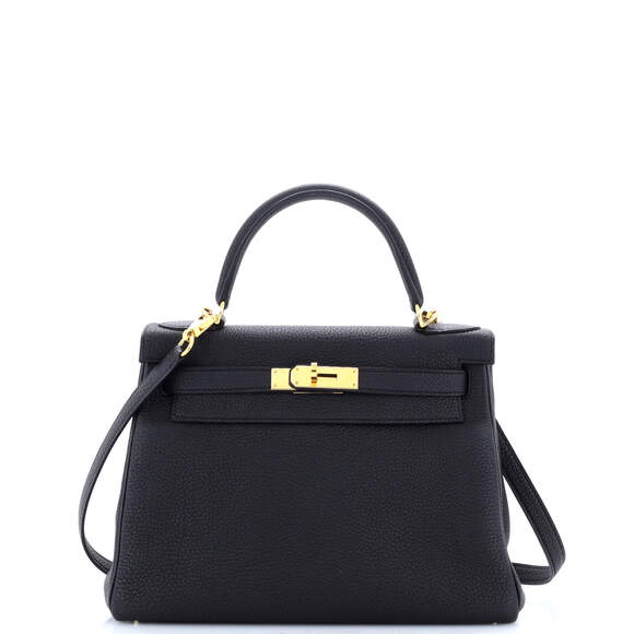 Hermes Kelly Handbag Noir Togo With #184624H20B - Picture 1 of 9